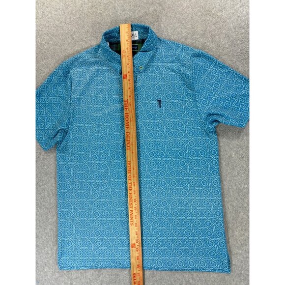 William Murray Geometric Design Short Sleeve Golf Polo Shirt (Men's Medium) Blue - Picture 7 of 11
